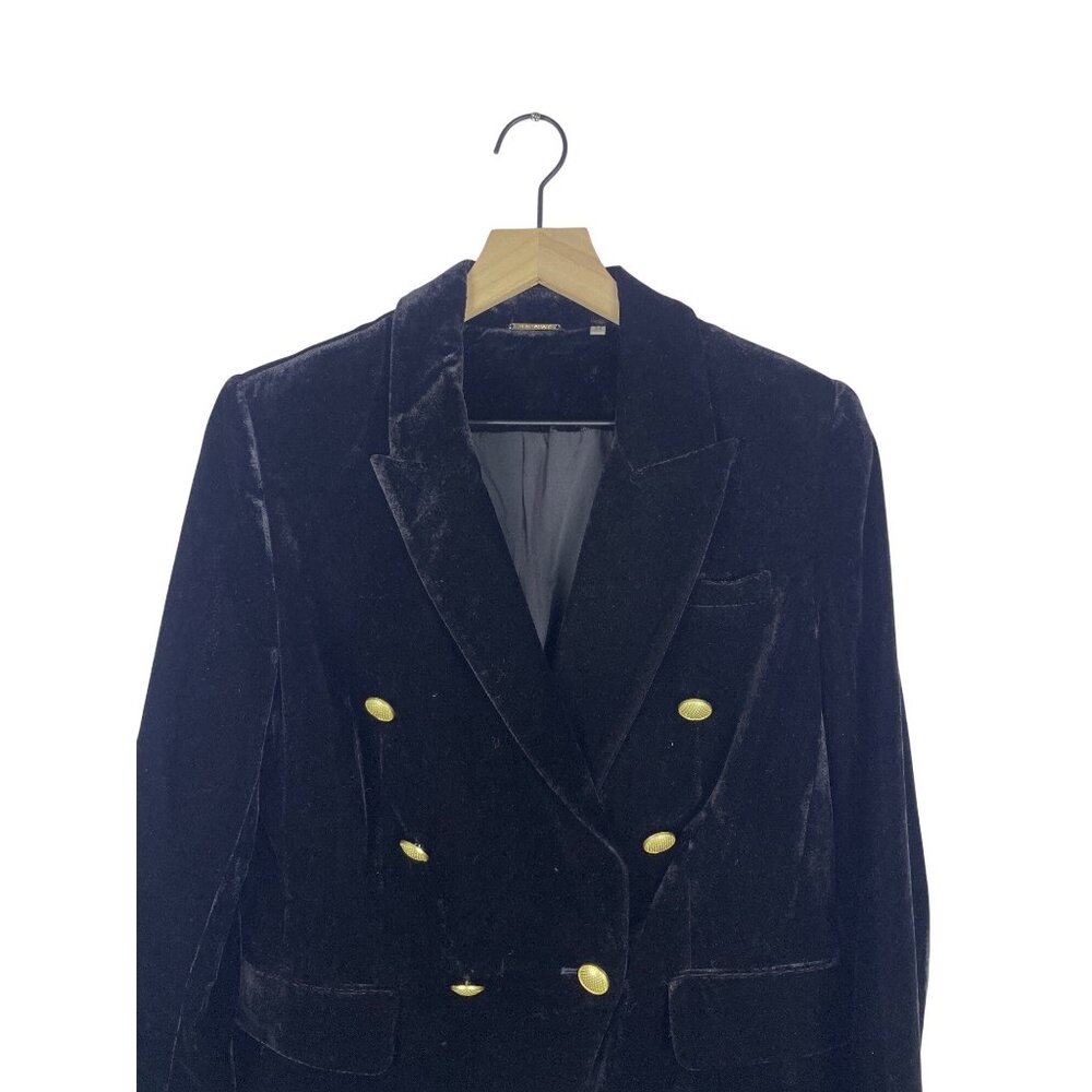 Elie Tahari Veronica Velvet Double Breasted Gold Button Blazer Size 6 Old Money - Picture 2 of 7